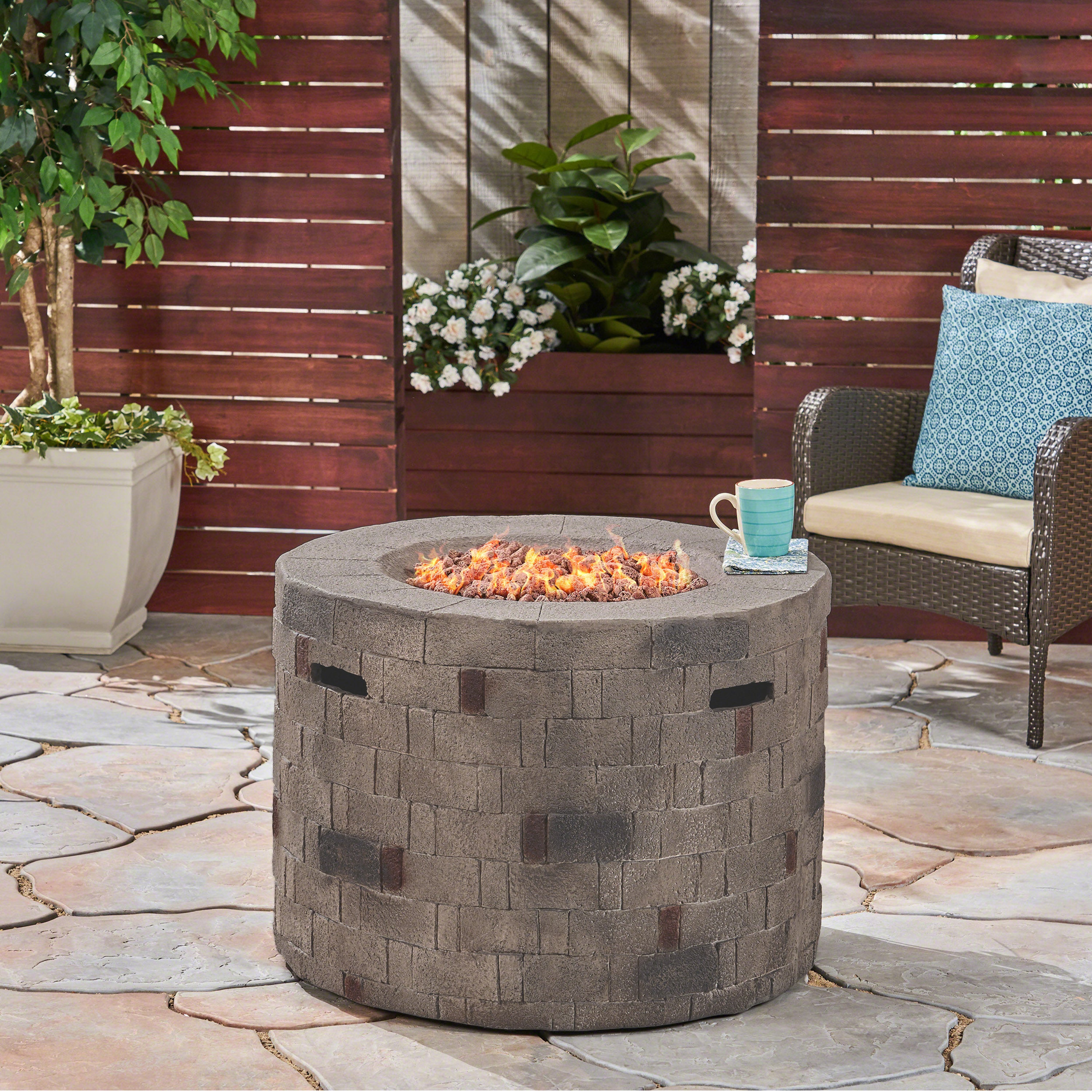 Kaur Outdoor Lightweight Concrete Circular Fire Pit