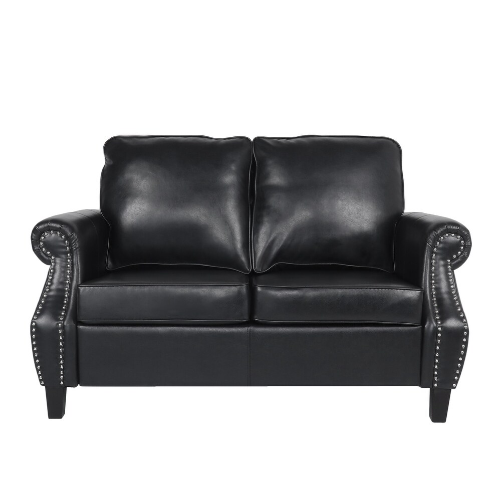 Lawton Faux Leather Loveseat with Nailhead Trim by Christopher Knight Home