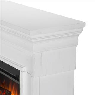 Real Flame Emerson Grand 56 in. Freestanding Electric Fireplace in Rustic White 6720E-RW