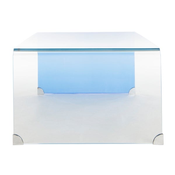 SAFAVIEH Crysta Ombre Glass Coffee Table-Clear / Blue - 47.2