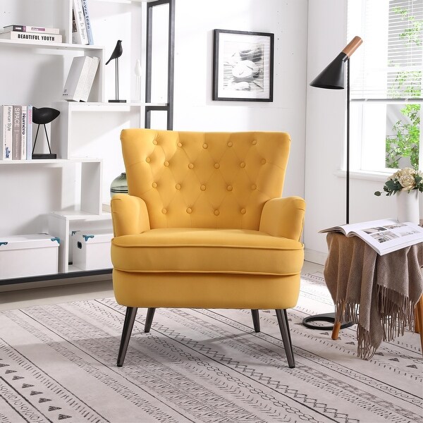 Modern Velvet Upholstered Tufted Accent Chair Side Sitting Chair - 31