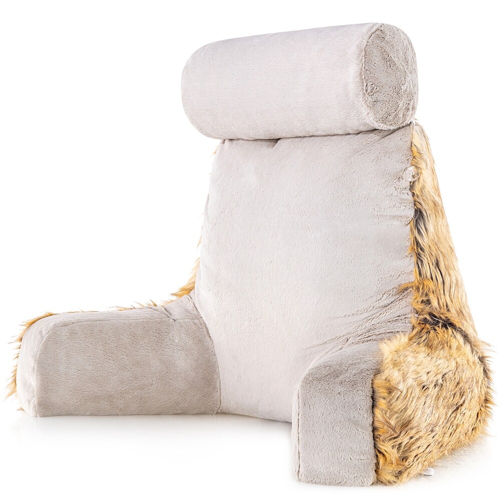 Medium Husband Pillow Cover Only   Ultra Rare Baby Backrest Cover Set  2 tone Reversible Double Sided Fabulous Faux Fur