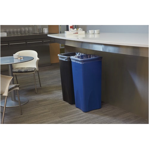 Rubbermaid FG356973BLUE Untouchable 23-Gallon Square Trash Can， Blue