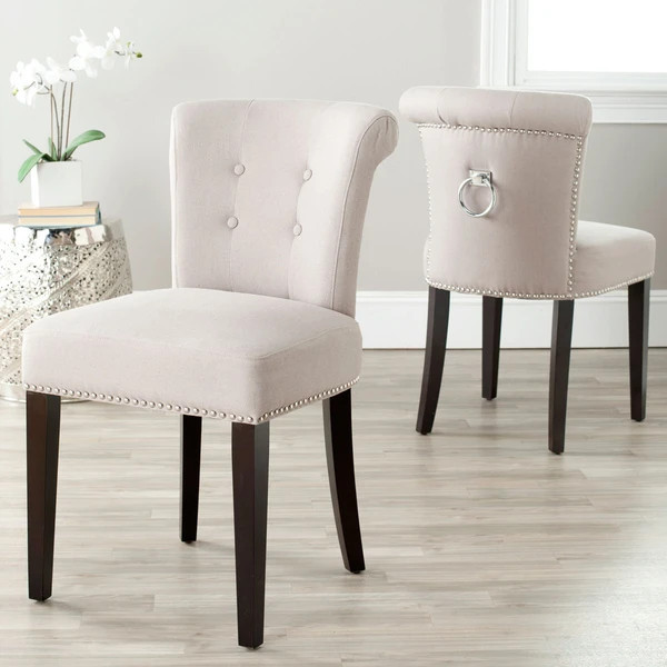 Shavon 21  x27 x27h Ring Chair Set of 2 Silver Nail Heads Taupe   Modern   Dining Chairs   by Virgil Stanis Design  Houzz