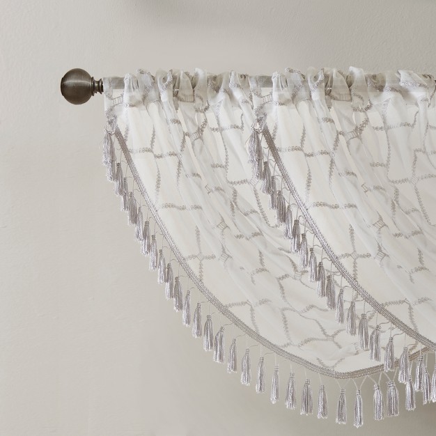 Clarissa Diamond Sheer Embroidered Waterfall Valance