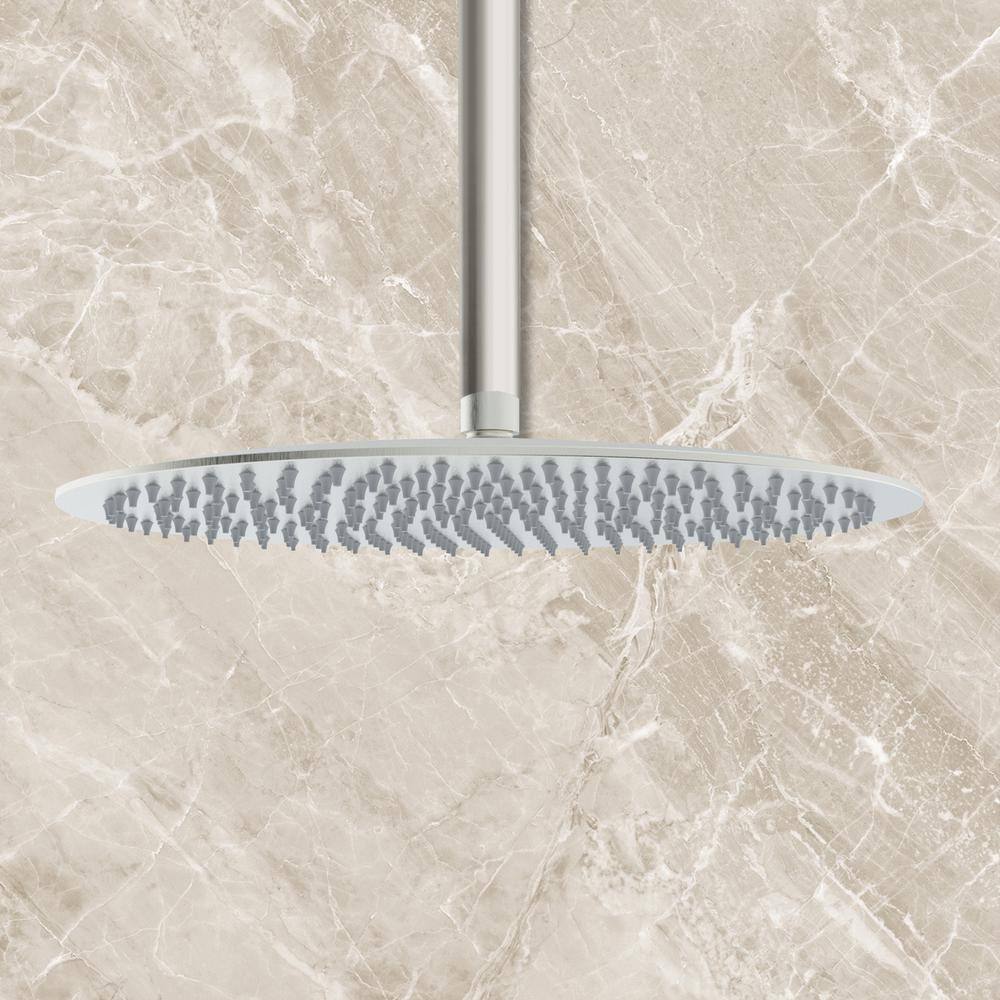 Satico Modern 1-Spray Patterns 12 in. Single Wall Mount Fixed Shower Head Tub Wall Mount in Brushed Nickel 4SR12BN