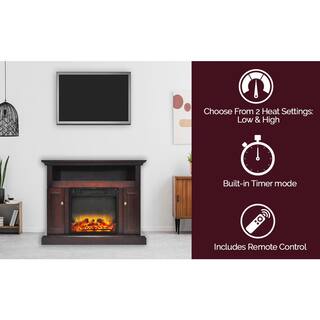 Cambridge Sorrento Electric Fireplace with an Enhanced Log Display and 47 in. Entertainment Stand in Mahogany CAM5021-2MAHLG2