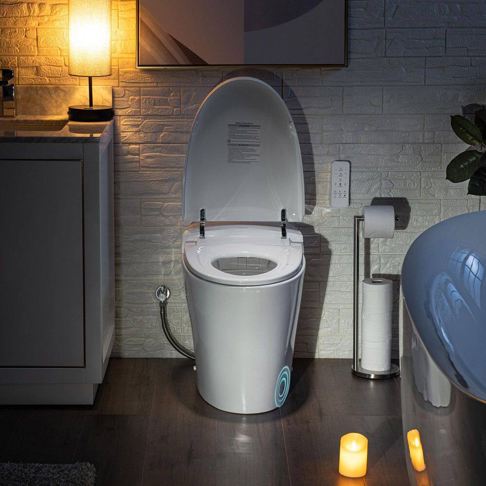 WOODBRIDGE Victoria Intelligent Chair Height 1.0 GPF 1.6 GPF Elongated Toilet in White with Auto Flush and Foot Sensor Operation HB0970S