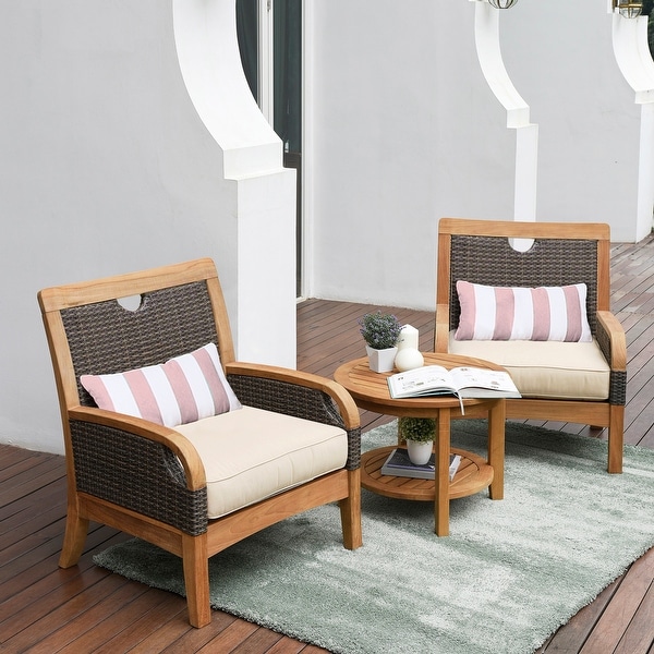 Cambridge Casual Palma 3piece Teak Wicker Outdoor Chat Set with FREE Pillow