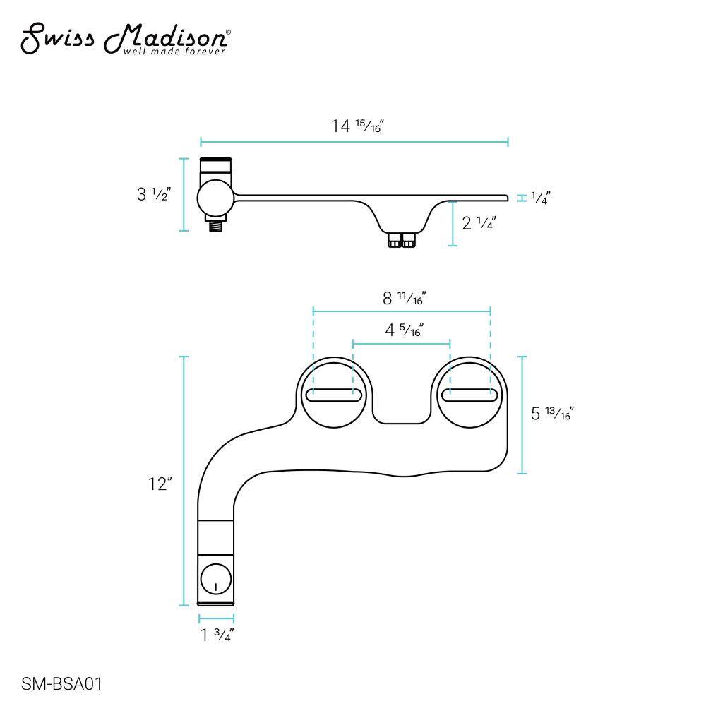 Swiss Madison Aqua Non-Electric Bidet Seat for Elongated Toilet in Glossy White SM-BSA01