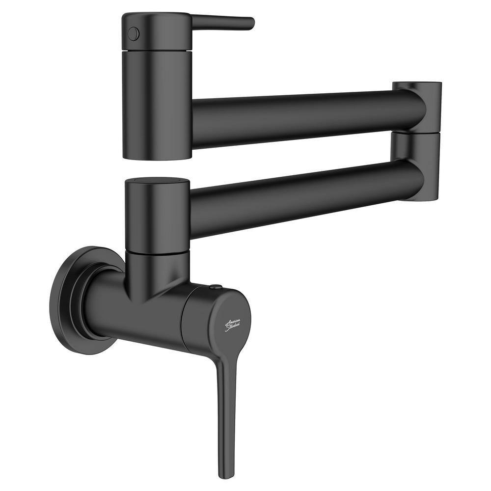 American Standard Studio S Wall Mount Pot Filler with Swing Arm in Matte Black 4803900.243