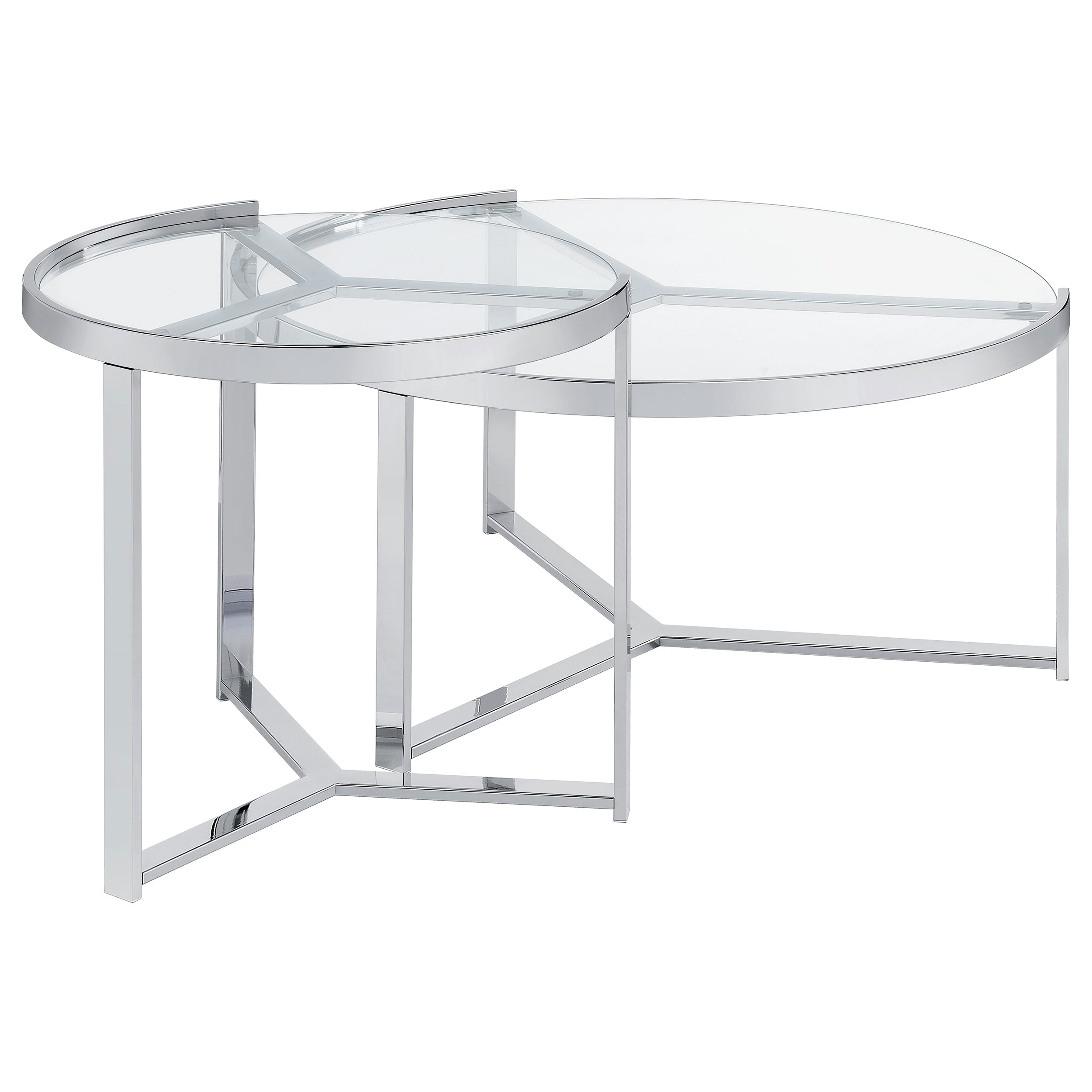 Delia 2-Piece Round Glass Top Nesting Coffee Table Clear And Chrome-708400