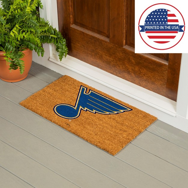 Evergreennhlst Louis Blues Logo Natural Coir 28 X 16 Inches Indoor Outdoor Doormat