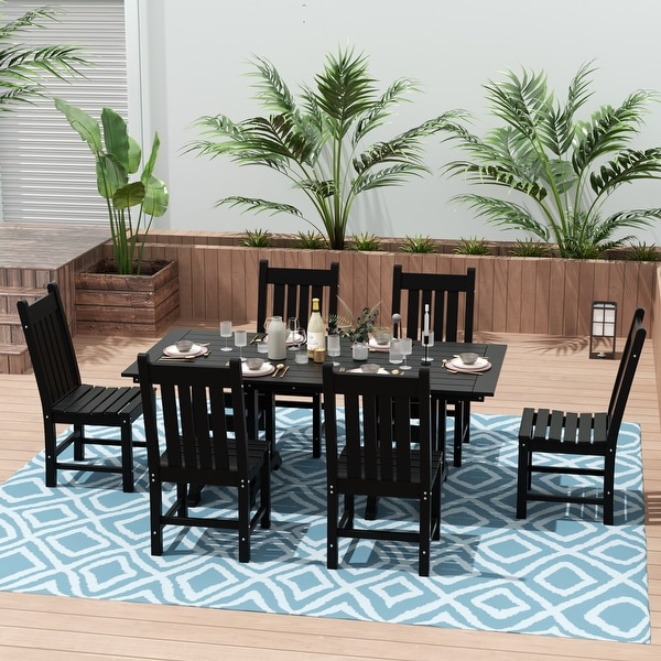 Polytrends Laguna Hdpe All Weather Outdoor Patio Dining Set with Rectangular Table，Armless Dining Chairs (7Piece Set)