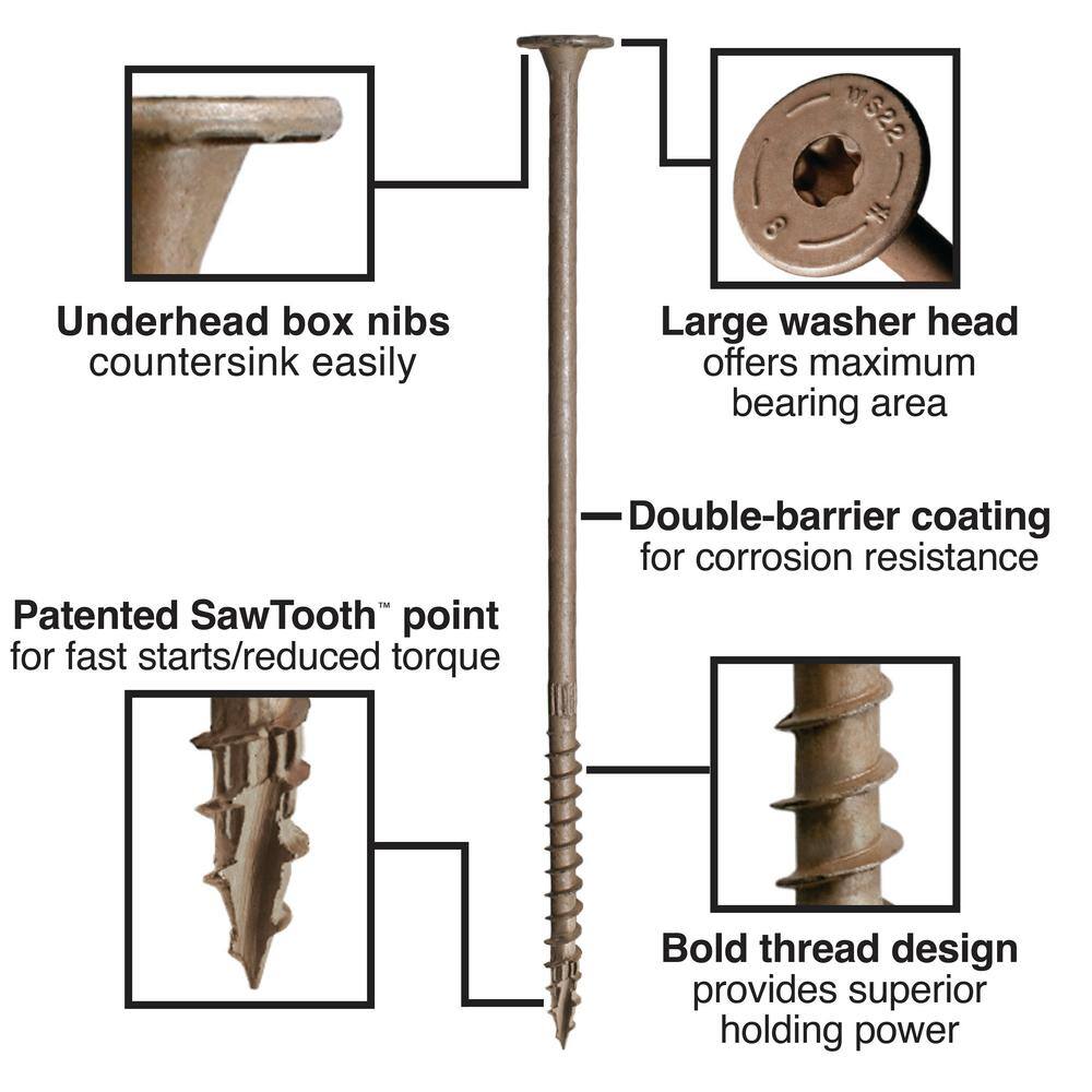 Simpson Strong-Tie 0.220 in. x 8 in. T40 6-Lobe Washer Head Strong-Drive SDWS Timber Screw Exterior Grade (50-Pack) SDWS22800DB-R50