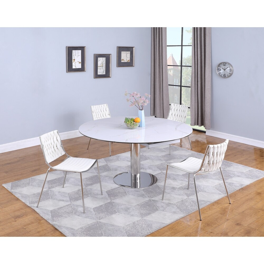 Somette Trevor Jazz White Extendable Dining Table