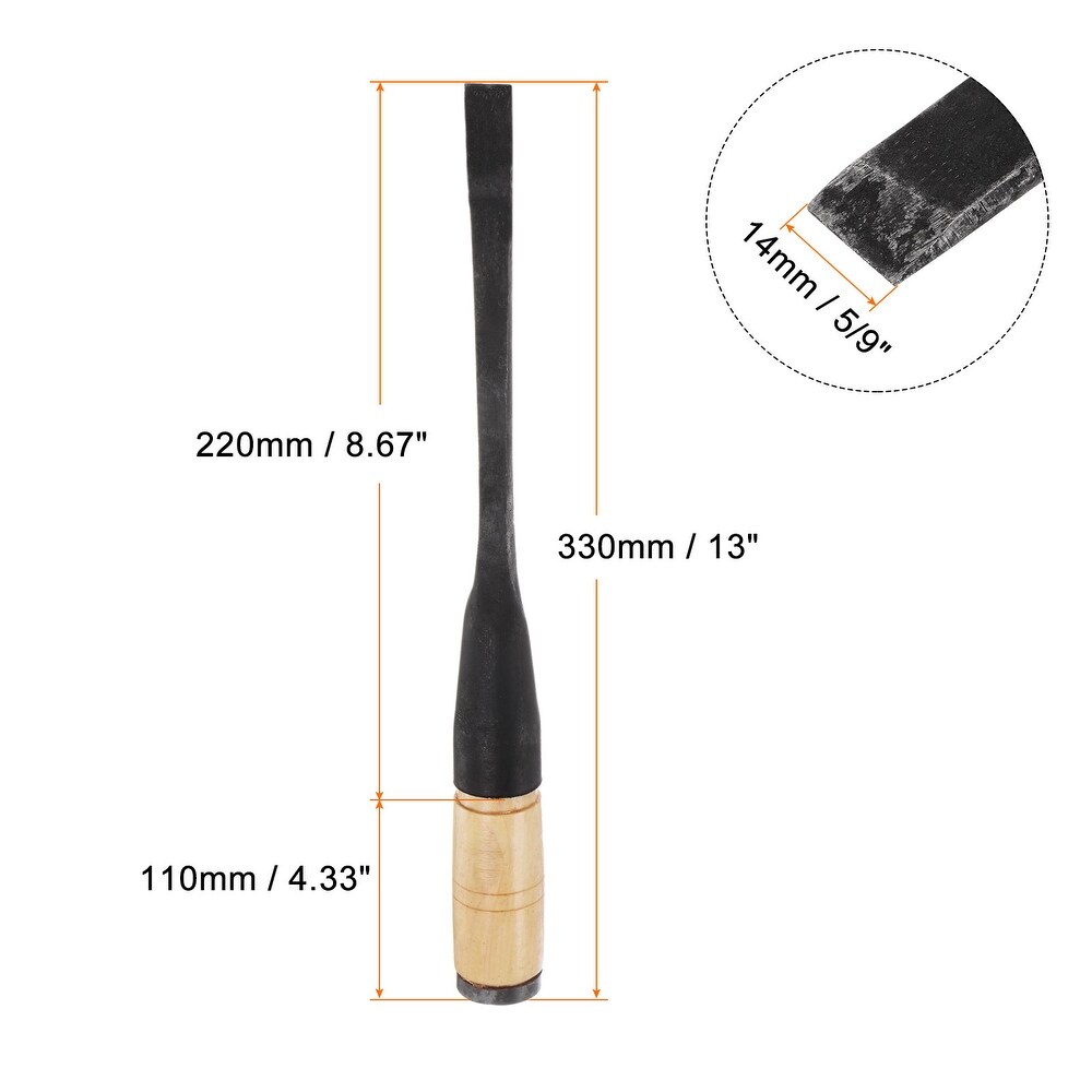 Straight Wood Chisel 14mm Beveled Edge Blade Woodworking Hand Tools   Wooden  Black