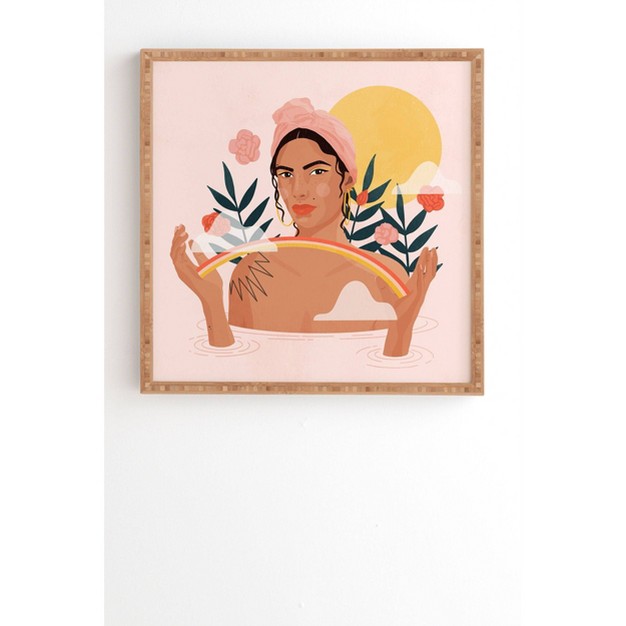 Arielsinhaha Rainbow Bath Bamboo Framed Wall Canvas Pink Deny Designs