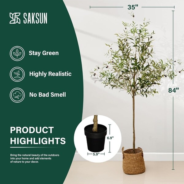 WINSOON Fake Olive Tree Artificial Plants Tree Indoor Faux Tree with Realistic Fruits for Home Office