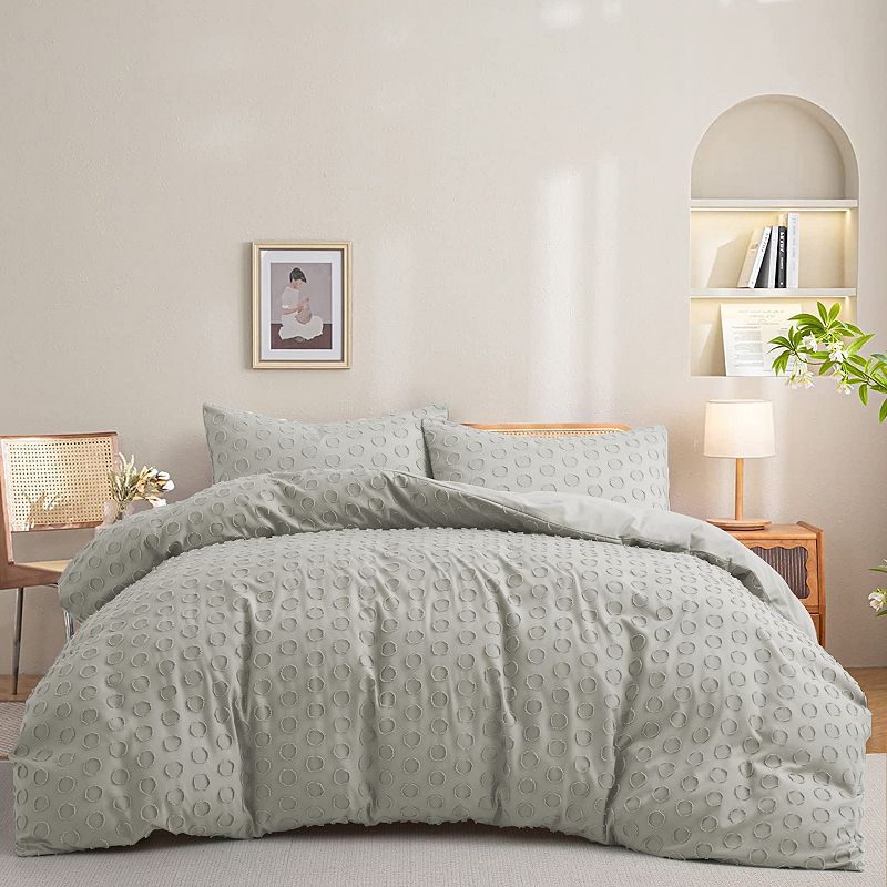 Unikome Ultra Soft Circle Quilted Clipped Jacquard Duvet Cover Set