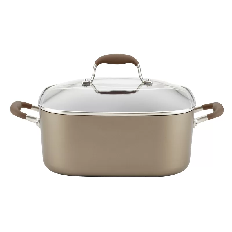 Anolon 83867 Advanced Hard Anodized Nonstick Casserole Dish/Casserole Pan with Lid - 7 Quart， Bronze Brown