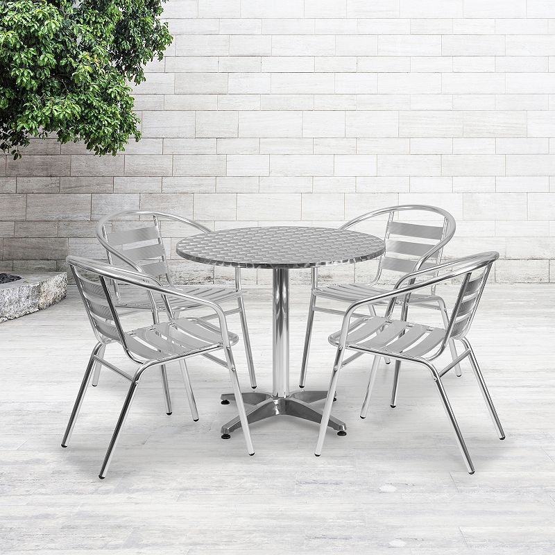 Flash Furniture Round Indoor / Outdoor Dining Table and Chair 5-piece Set