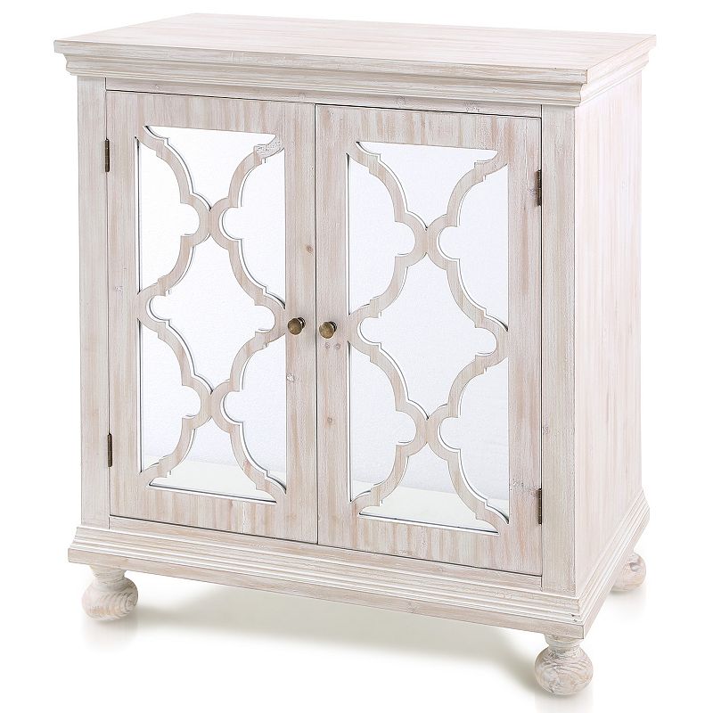 Whitewashed Two Door Storage Cabinet