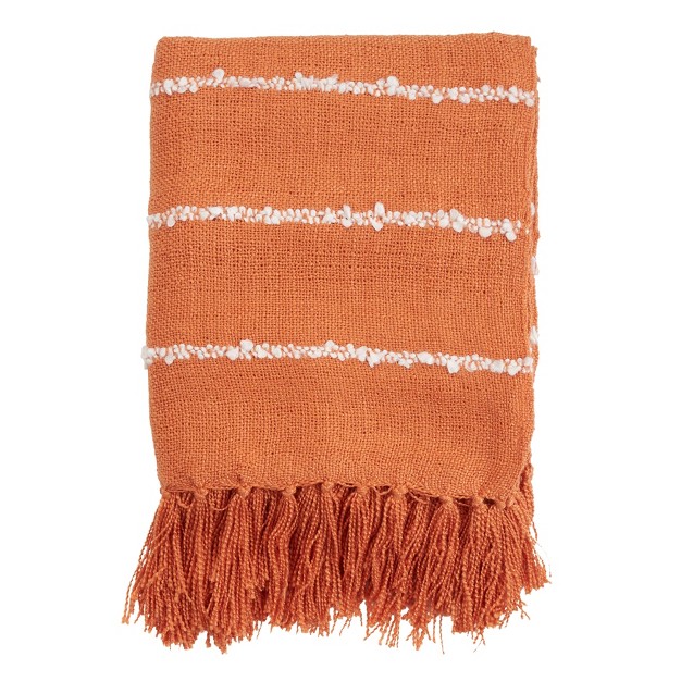 Saro Lifestyle Striped Throw With Tasseled Edges