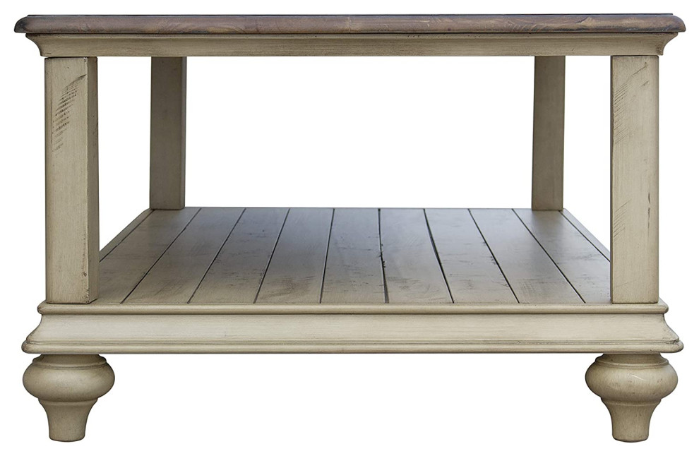 Traditional Coffee Table  Acacia Wood Construction With Rectangular Top   Farmhouse   Coffee Tables   by Declusia  Houzz