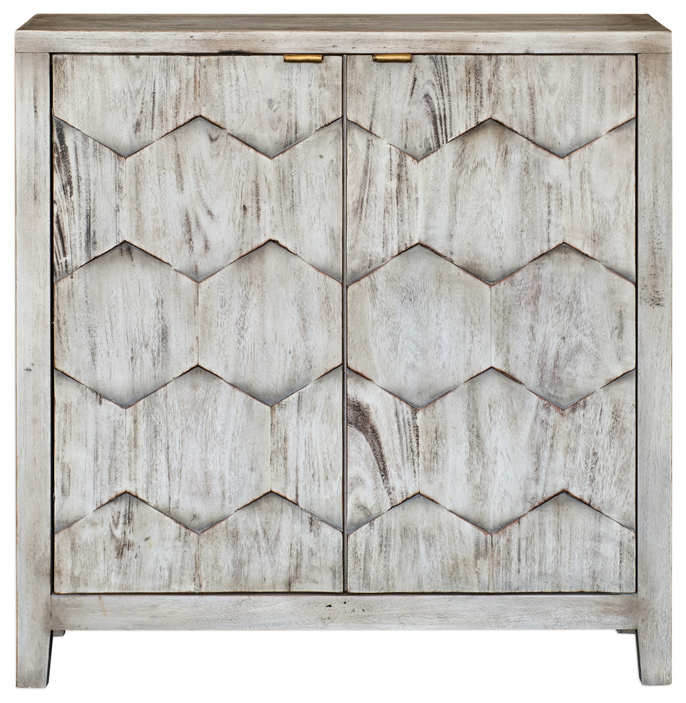 Catori Smoked Ivory Console Cabinet   Farmhouse   Accent Chests And Cabinets   by Ownax  Houzz