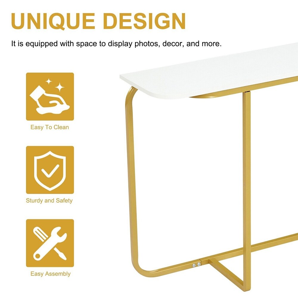 Console Table Modern Accent Gold Narrow Long Side Table Living Room   54 x 84