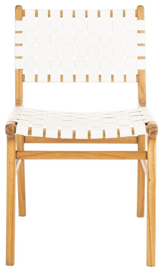 Buster Woven Leather Dining Chair  Set of 2  White/Natural   Transitional   Dining Chairs   by V.S.D Furniture  Houzz