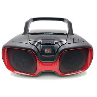 SYLVANIA Bluetooth Portable CD AMFM Radio Boombox in Red SRCD1037BT-BLACKRED