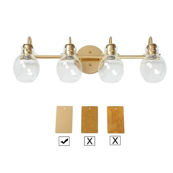 Bela Mid-century Modern Glam Gold 4-Light Bathroom Vanity Lights Globe Glass Wall Sconces Dimmable