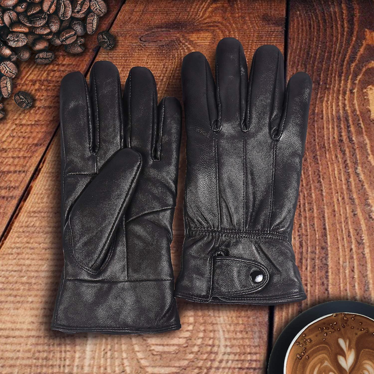 Winter Black Genuine Leather Gloves For Men Touchscreen Driving Dress Outdoor