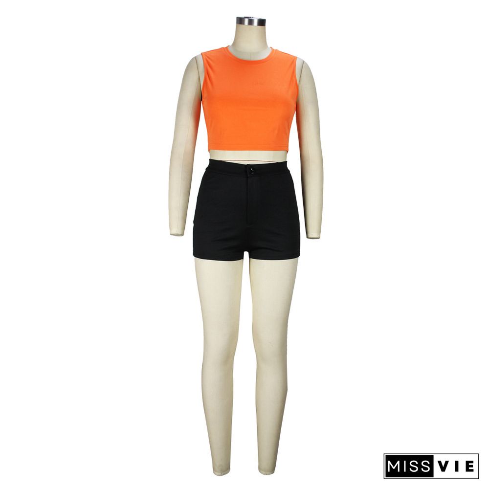 Sportswear Tank Crop Top Biker Shorts Tracksuit