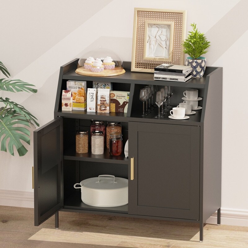 Metal Buffet Sideboard Cabinet with Storage Storage Cabinet Modern Sideboard Buffet Table with Doors