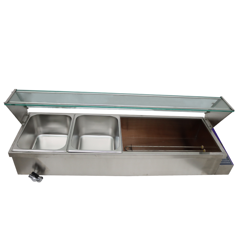 TECHTONGDA Buffet Food Warmer Stainless Steel Bain Marie Buffet Countertop 4 Pan Electric Steam Heater 6