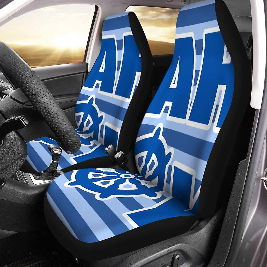 Set Of 2 Car Seat Covers Nautical Wheel Blue Striped For Pirate Party Universal Auto Front Seats Protector Fits For Car，suv Sedan，truck