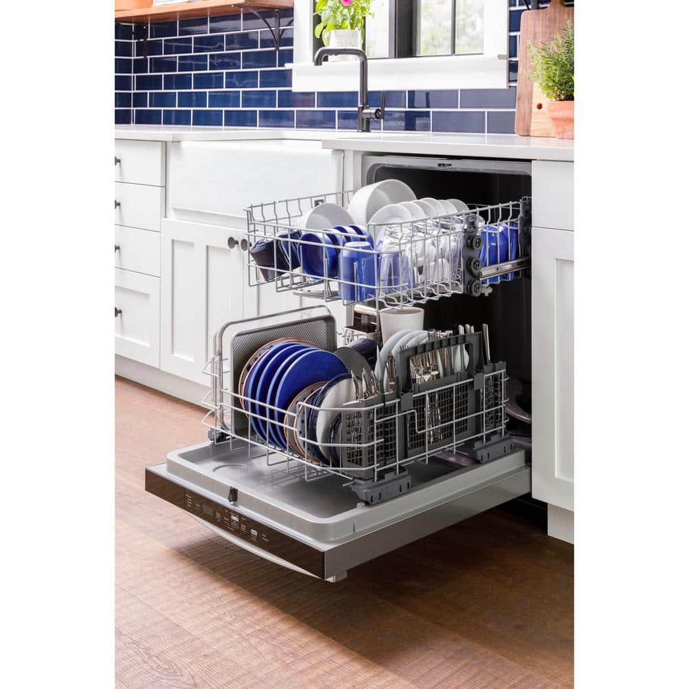 GE 24 in BuiltIn Tall Tub Top Control Stainless Steel Dishwasher wSanitize Dry Boost 52 dBA