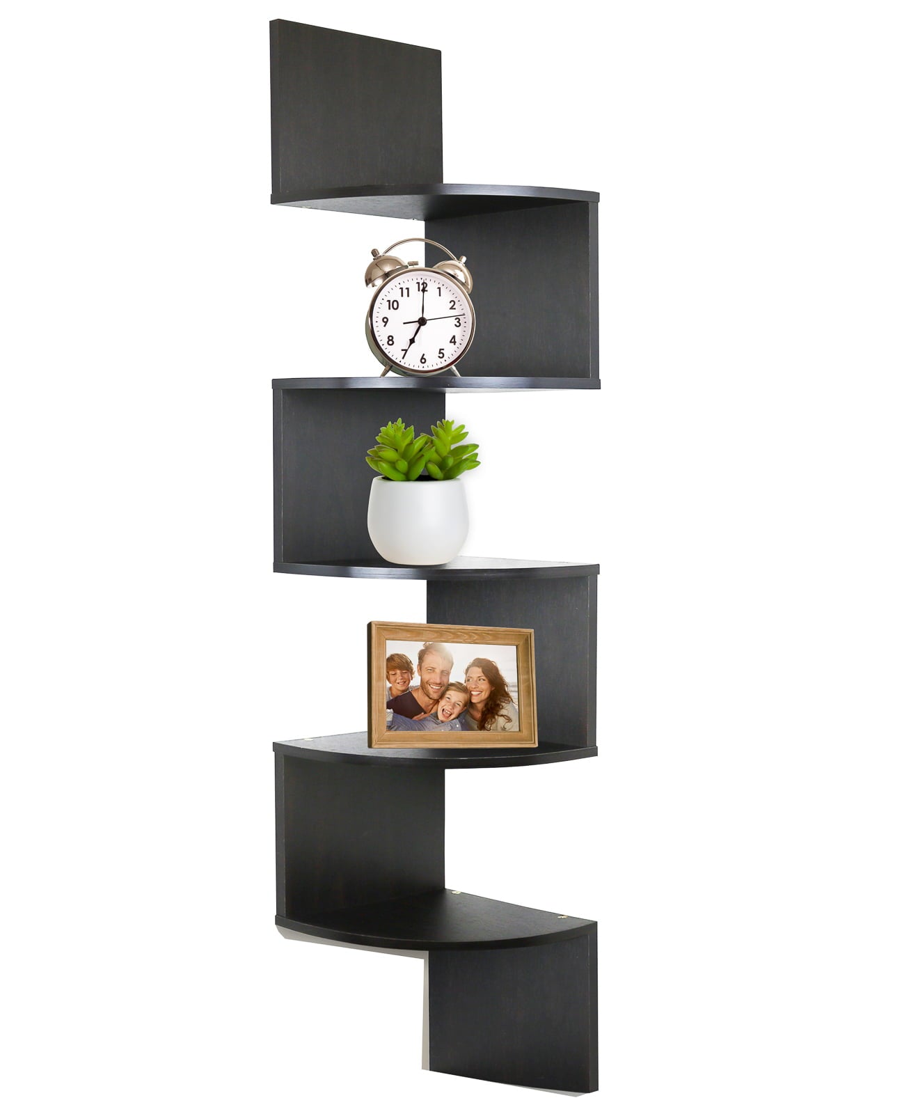 Greenco 5 Tier Wall Mount Floating Corner Shelves Espresso Finish