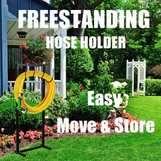 Cubilan 47 in. Garden Hose Holder Freestanding Thicker Garden Water Hose Stand Metal Sturdy Hose Storage with 4 Hooks B0BPLSSZTZ