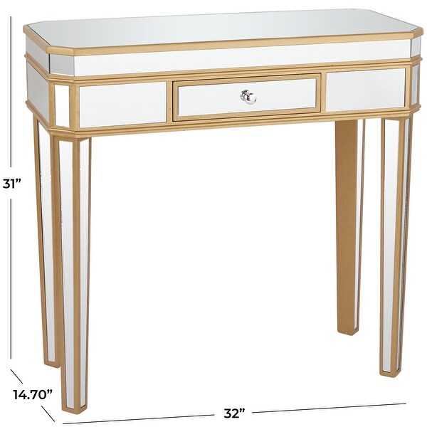 Gold Glass Glam Console Table - 32 x 15 x 31