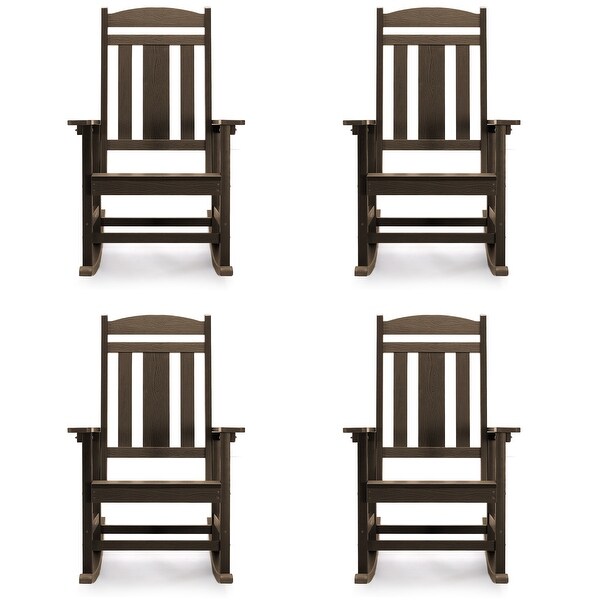 LUE BONA Plastic Outdoor Patio Adirondack Rocking Chairs For Porch Set of 4