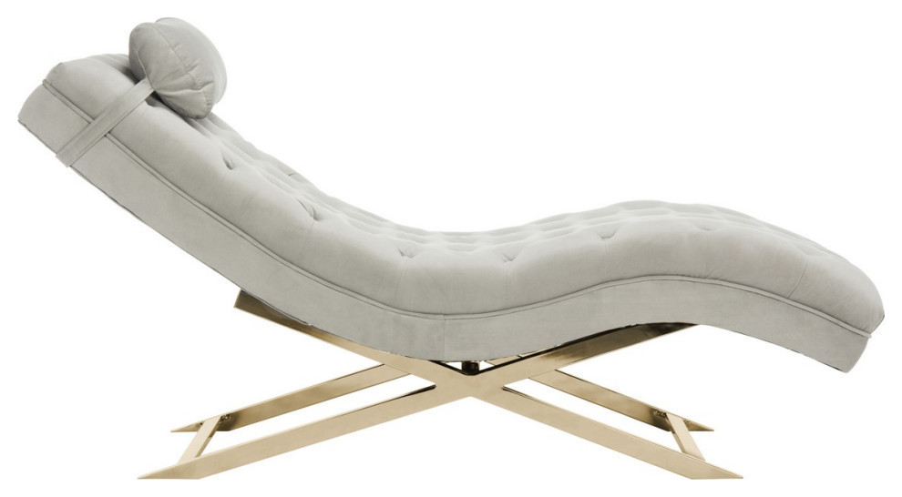 Boyd Chaise With Headrest Pillow  Gray/Silver   Contemporary   Indoor Chaise Lounge Chairs   by Rustic Home Furniture Deco  Houzz
