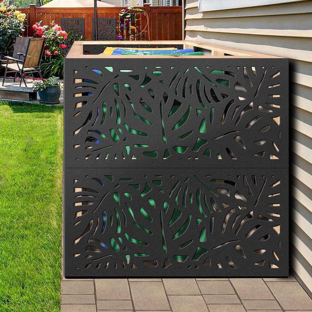 DESIGN VU Tropics 4 ft. x 2 ft. Charcoal Recycled Polymer Decorative Screen Panel Wall Decor and Privacy Panel DVU2406C