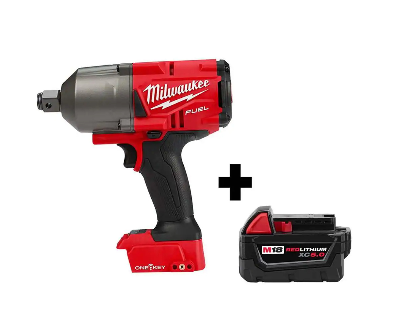 Milwaukee 2864-20-48-11-185 M18 FUEL ONE-KEY 18V Lithium-Ion Brushless Cordless 3/4 in. Impact Wrench w/ Friction Ring and M18 5.0 Ah Battery