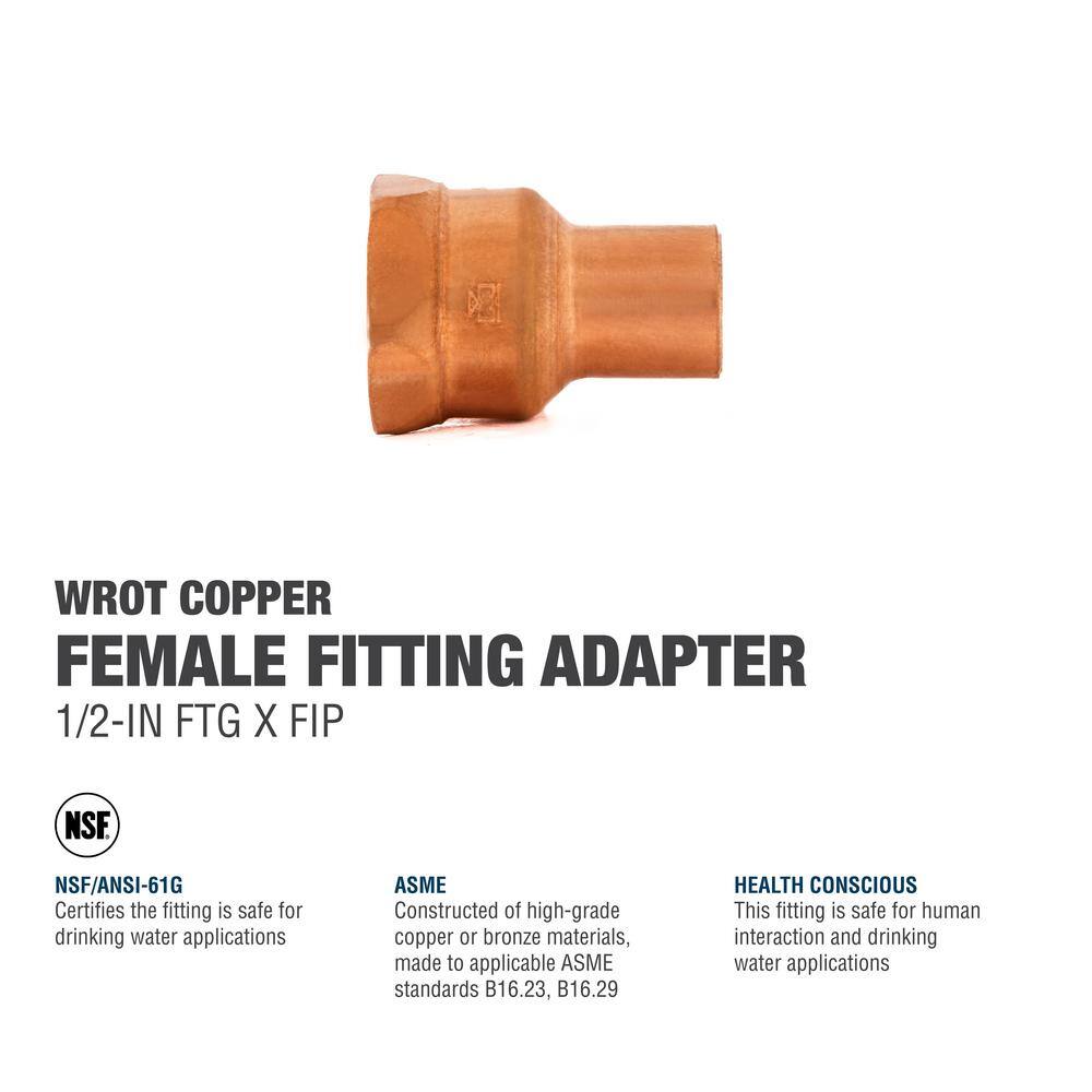 Everbilt 12 in. Copper Pressure Fitting x FPT Female Adapter Fitting W 01531EB