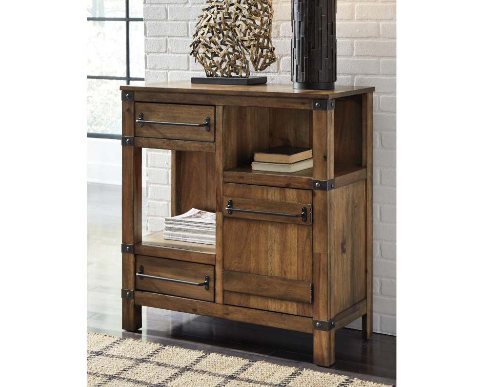 Roybeck Accent Cabinet Light Brown/Bronze   Farmhouse   Accent Chests And Cabinets   by Ashley Furniture Industries  Houzz