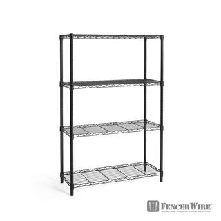 Fencer Wire Black 4-Tier Adjustable Height Wire Shelving Unit Garage Shelving Storage Organizer (36 in. W x 54 in. H x 14 in. D) RWW-CH36144BK